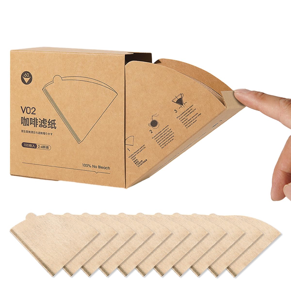 Supvox 100 Counts Coffee Filter Paper for Brewing Coffee Natural Unbleached Coffee Filter Paper Cone-Shape Disposable Coffee Filters Paper Fit for Drip Coffee, Box Packed Supvox 100 Counts Coffee Filter Paper for Brewing Coffee Natural Unbleached Coffee Filter Paper Cone-Shape Disposable Coffee Filters Paper Fit for Drip Coffee, Box Packed